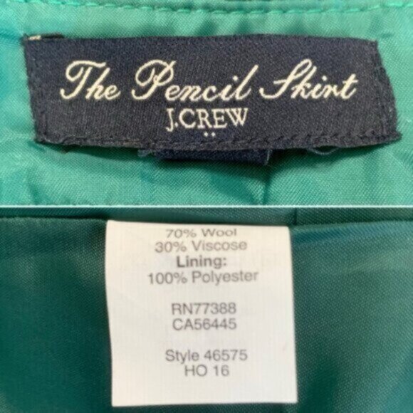 J. Crew Forrest Green Wool Blend Mini Pencil Skirt - Picture 12 of 14